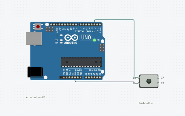 Button Event Logger: the matching Arduino Uno circuit rendered in Circuitera’s simulator